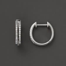 White Gold Hoops: KC Designs Diamond Double Row Huggie Earrings