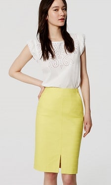 Yellow Work Skirt: Loft Slit Pencil Skirt