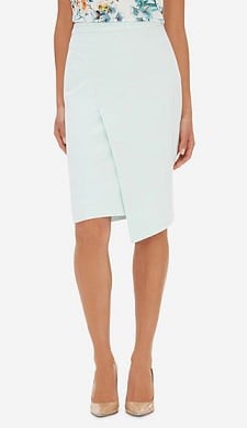 Green Work Skirt: The Limited High Waist Asymmetrical Pencil Skirt