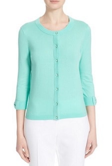 Three Quarter Sleeve Cardigan: Kate Spade New York 'Somerset' Cotton Blend Cardigan