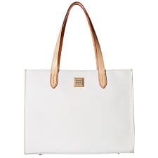 white patent leather tote