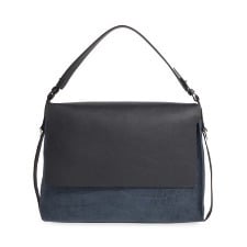 Blue & Black Handbag: AllSaints 'Paradise' Croc Embossed Suede & Leather Satchel