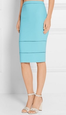 Aqua Blue Skirt: Elizabeth and James Wheeler Pointelle-Trimmed Stretch-Ponte Pencil Skirt