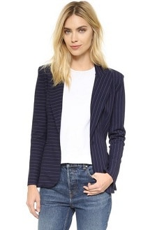 Pinstripe Blazer: Norma Kamali Single Breasted Jacket