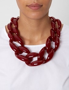 Red Necklace: Diana Broussard Burgundy Resin Nate Chain Necklace