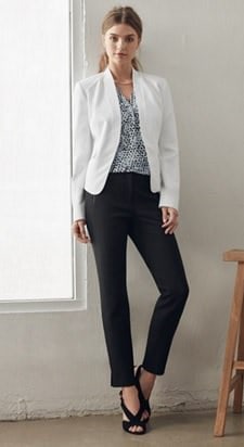 White Blazer: Classiques Entier Open Front Stretch Twill Jacket