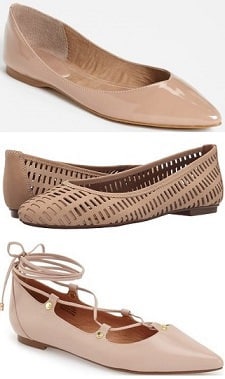 Three Work Outfits with Nude Flats 