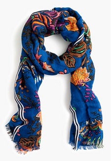 Brightly Colored Scarf for Work: J.Crew Tropical Floral Printed Scarf  