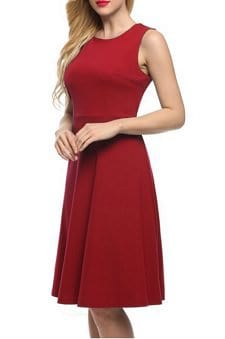 Flattering Work Dress:  ANGVNS Sleeveless Solid Fit and Flare Dress 