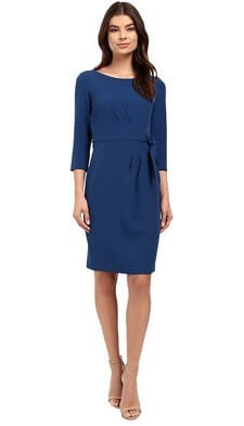 Stretch Knit Dress for Work: Tahari by ASL Crepe Side-Tie 3/4 Sleeve Sheath 