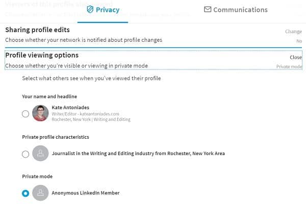 linkedin private mode 2022