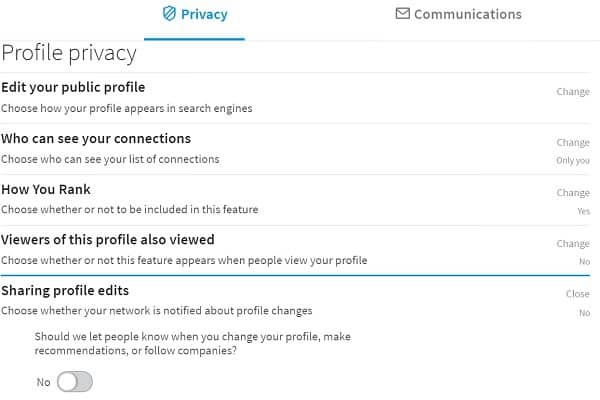 The Best LinkedIn Settings for Job Hunting - Sharing Profile Edits