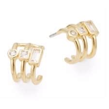 Three-Row Gold Hoop Earrings: Elizabeth and James Dia White Sapphire Roni Hoop Earrings