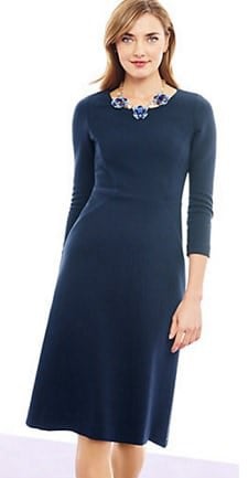 Washable Dress with Sleeves: Talbots Ottoman Fit and Flare Dress 