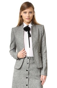 Wool-Blend Jacket: Alice + Olivia Harris Leather Patch Blazer