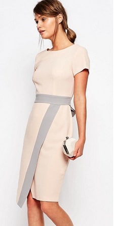 peach gray sheath dress