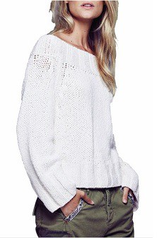 Ivory Sweater: Free People Open Knit Drape Pullover