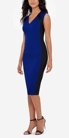 Eva Longoria Limited cobalt blue faux leather sheath dress