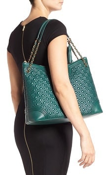 Green Leather Shoulder Bag Tory Burch