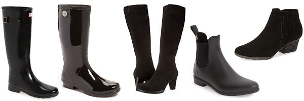 weatherproof black boots