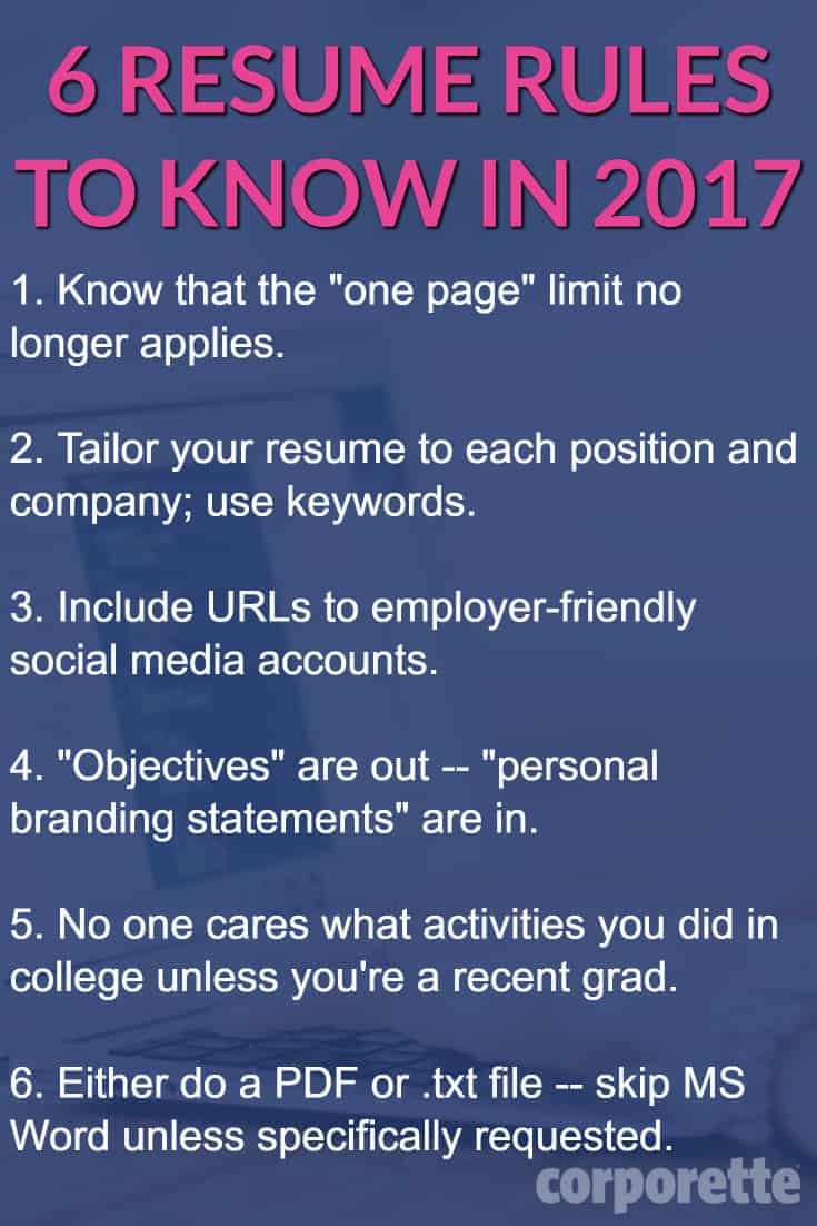 rules for writing a resume