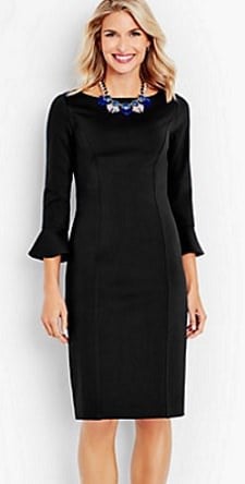 Thursday's Workwear Report: Flounced-Sleeve Ponte Sheath Dress ...