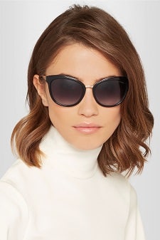 Cat-eye acetate and gold-tone sunglasses