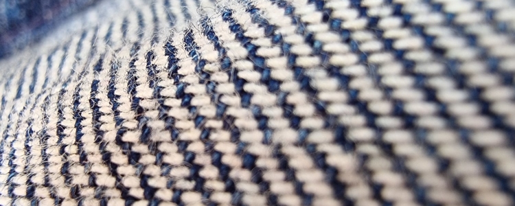 close-up of blue and white tweed -- a reader wondered if she could wear it to work in summer!