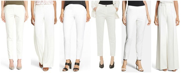 white casual pants women's