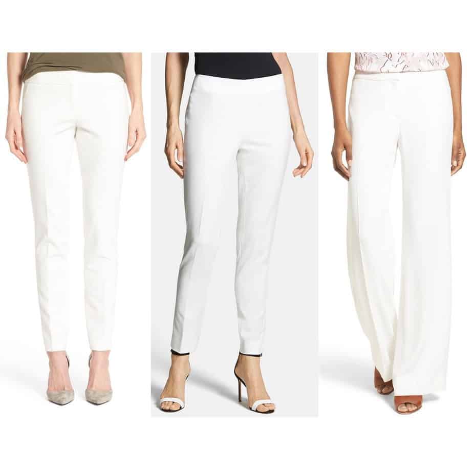 business casual white pants