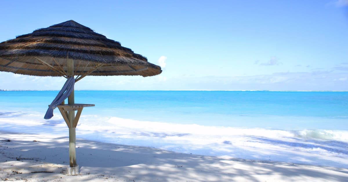 wooden umbrella near beach