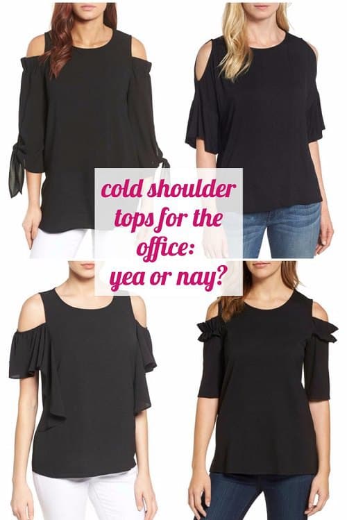 Can you wear cold shoulder tops to the office? Would you? DO you? Readers at Corporette.com are reaching a consensus on whether the cold shoulder trend is work appropriate...do you agree? 