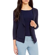 Thursday’s Workwear Report: Penny 3/4-Sleeve Open-Front Knit Cardigan