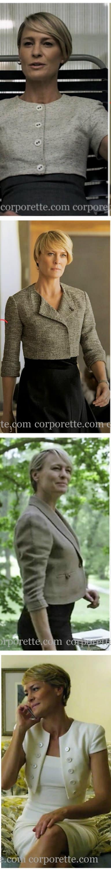 jachete decupate pentru birou: da sau nu? Dacă v-ați dorit întotdeauna să se îmbrace ca Claire Underwood în House Of Cards, acestea pot fi un da-ea poartă o tona de blazere decupate și jachete pentru munca. Vedeți celelalte sfaturi de stil cele mai bune pe care le puteți lua de la personajul lui Robin Wright din House Of Cards.