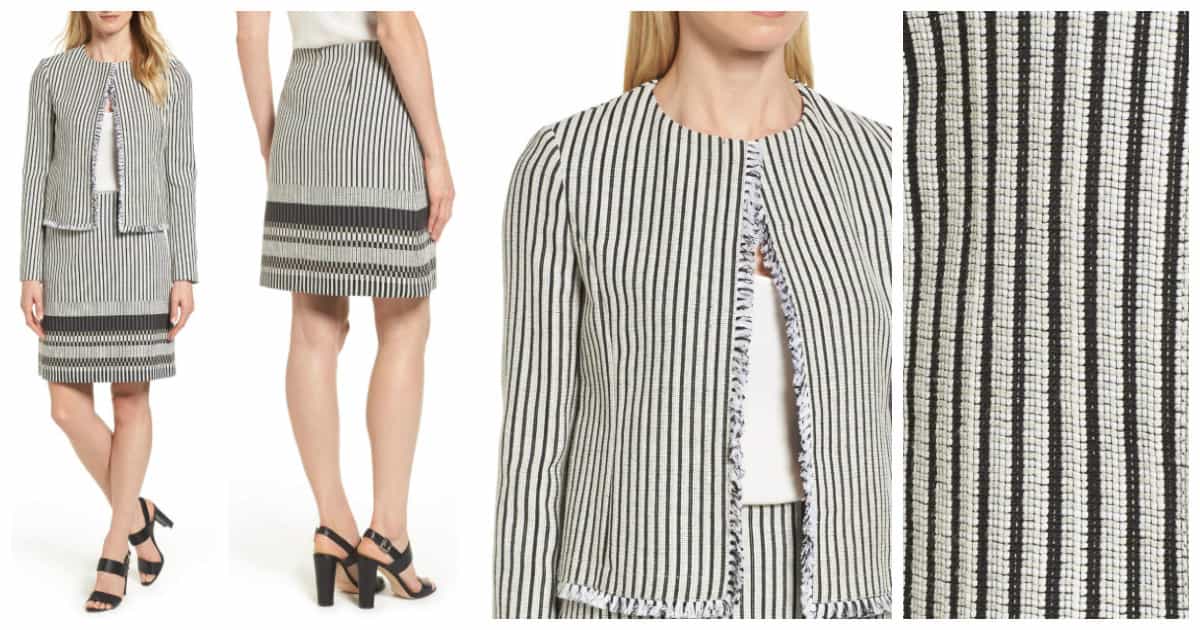 striped skirt suit