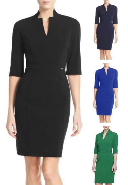 This sheath dress from Tahari is a workwear hall of famer because it has been around for years and gets great reviews! It also comes in petite sizes and several colors options.