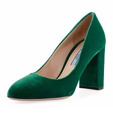 green velvet pump