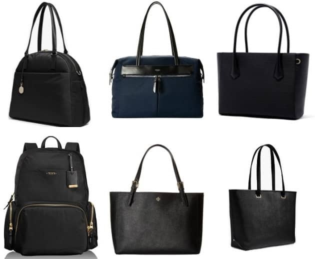 collage of 6 different laptop totes