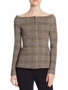 Splurge Monday's Workwear Report: Plaid Off Shoulder Jacket 