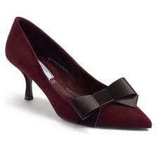 bow pointy toe pump from prada - awesome wine colored pump to wear to work!