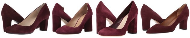 wine colored suede pumps