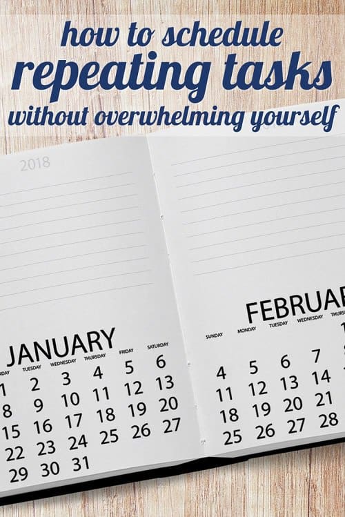 Kat has wondered how to schedule repeating tasks without overwhelming yourself -- you know, those regular tasks you do yearly (or less) that wouldn't be a problem if you did them regularly -- but Kat wants to do them all in January. So we asked the readers: what are your best systems for scheduling repeating tasks? What do you do monthly, quarterly, or yearly?