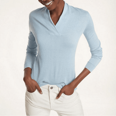 a silk-cashmere shawl sweater from Brooks Brothers