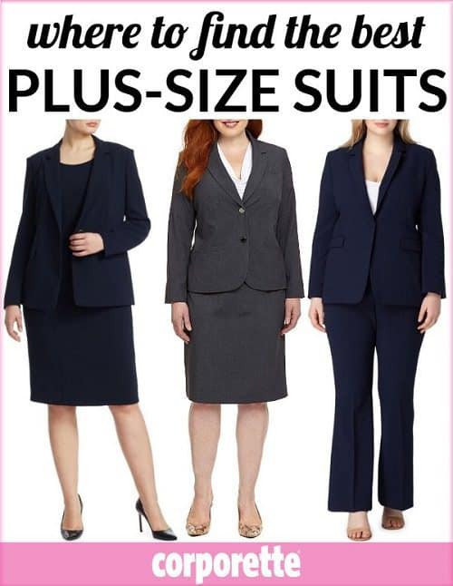 Wondering where to find stylish plus-size suits for work? We rounded up a TON of shops and brands (including some foreign ones) that make interview suits and other traditional, conservative suiting options in plus sizes for women lawyers and more! 