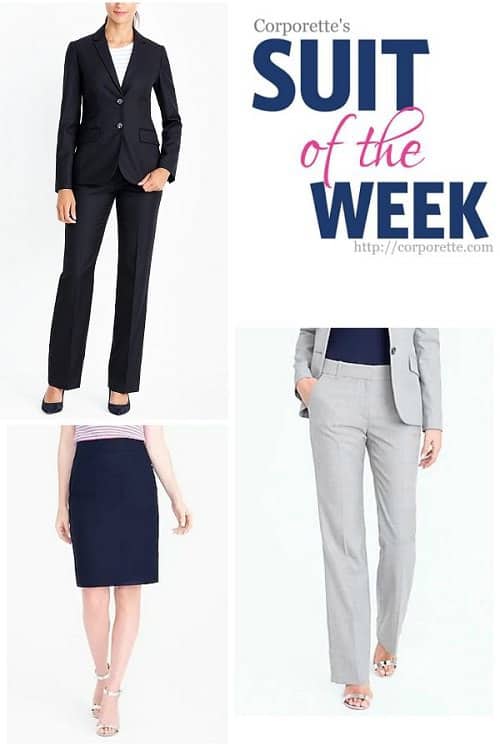 Our #SuitoftheWeek: a gorgeous and EXTREMELY affordable wool suit -- it's so rare to find wool suiting separates like this for under $200 (in sizes 00-20 and petite sizes!). Available in black, navy, and light gray, too. ???