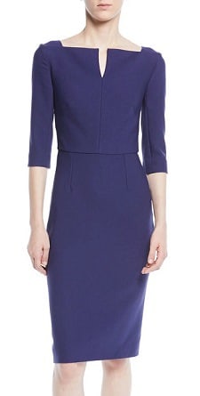 Splurge Monday's Workwear Report: Elbow-Sleeve Split-Neck Crepe Sheath ...