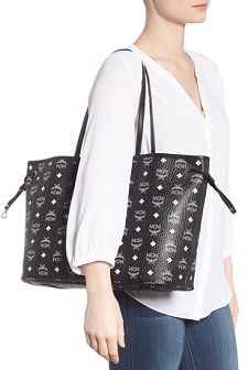 MCM White Visetos Reversible Leather Tote Bag Multiple colors