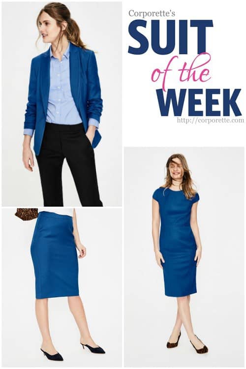 love this gorgeous cobalt blue skirt suit -- a modern classic for polished women!