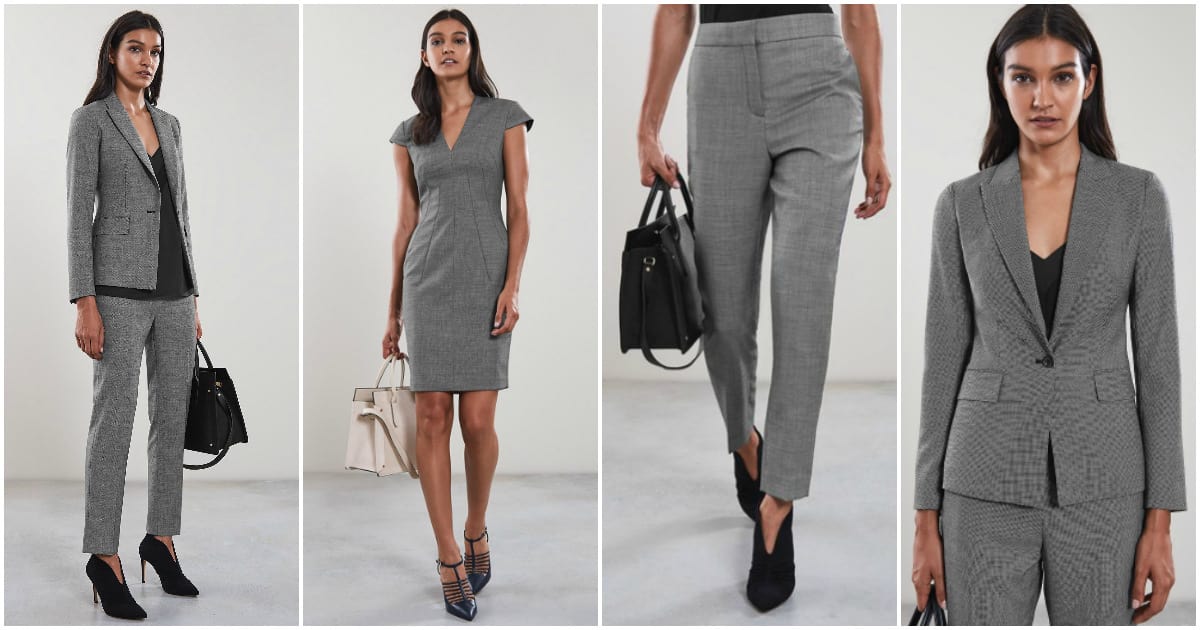 gorgeous classic gray pantsuit for women
