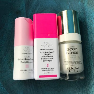 good genes vs drunk elephant glycolic night serum and babyfacial